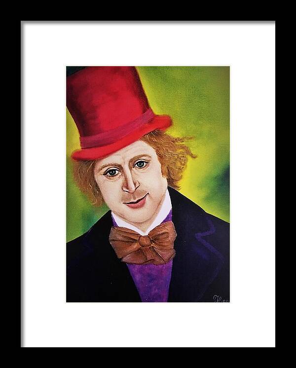 . Portrait Willy Wonka Wall Art Home Décor Gloss Print Cards White Envelope Greeting Cards Face Portrait Posters Print Blue Eyes Red Hat Cards For Him Gift Idea Framed Print featuring the photograph Willy Wonka by Tanya Harr