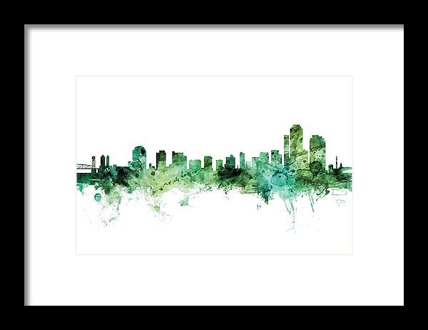 Wilmington Framed Print featuring the digital art Wilmington Delaware Skyline #12 by Michael Tompsett