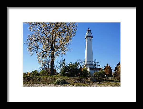 Wind Point Lighthouse Framed Print featuring the photograph Wind Point Lighthouse by Deb Beausoleil