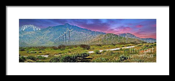 Wind Turbine Farm Palm Springs Ca Framed Print featuring the photograph Wind Turbine Farm Palm Springs CA by David Zanzinger
