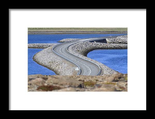 Curve Framed Print featuring the photograph Winding road across river by [Hans Henning Wenk]