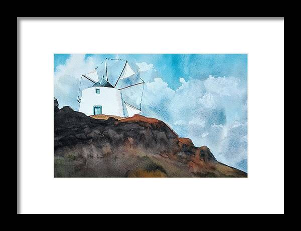 Windmill Framed Print featuring the painting Windmill by Sandie Croft