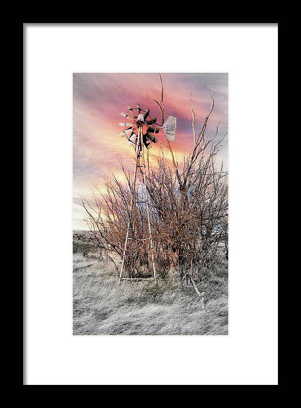 Windmill Framed Print featuring the digital art Windmill, Still Standing Strong by Fred Loring