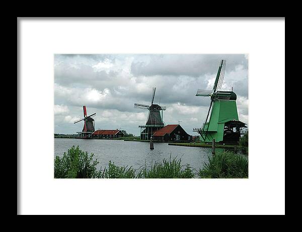 Windmill Framed Print featuring the photograph Windmills on the Lake by Steve Templeton