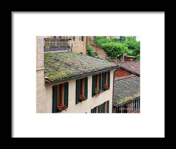 Window Boxes Framed Print featuring the photograph Window Boxes and Tile Roofs 0919 by Jack Schultz