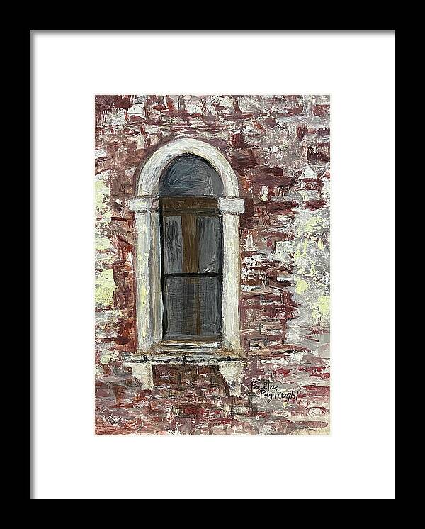 Painting Framed Print featuring the painting Window in Brick by Paula Pagliughi