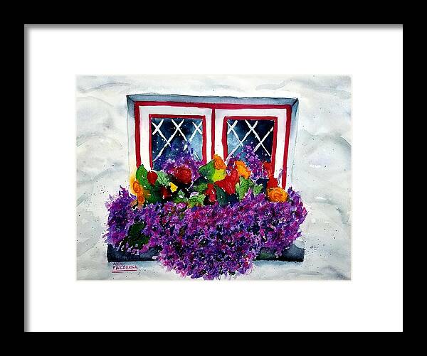 Flowers Framed Print featuring the painting Window Treatment by Ann Frederick