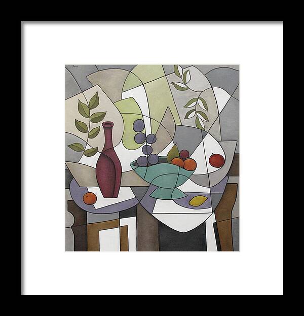 Still Life Framed Print featuring the painting Wine and Fruit by Trish Toro