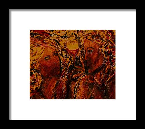 Figural Painting Framed Print featuring the painting Wine Envy by Dawn Caravetta Fisher