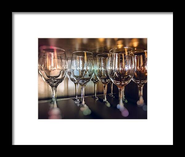 Shelf Framed Print featuring the photograph Wine Glasses by Rob Castro