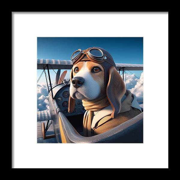 Beagle Framed Print featuring the digital art Wings and Whiskers by Holly Picano