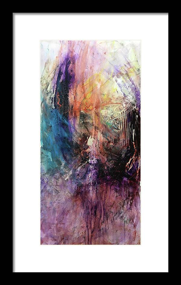 Abstract Art Framed Print featuring the painting Wings Tearing Angel by Rodney Frederickson