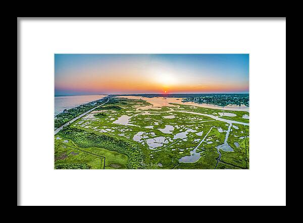 Winnapaug Framed Print featuring the photograph Winnapaug Pond Panoramic View by Veterans Aerial Media LLC