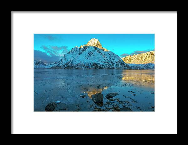 Northern Light Framed Print featuring the photograph Winter afternoon in Lofoten, Nordland 3 by Dubi Roman
