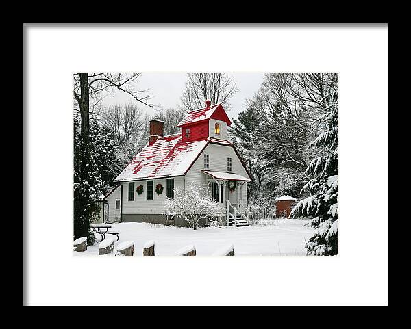 1869 Framed Print featuring the photograph Winter at the Baileys Harbor Rear Range Light by David T Wilkinson