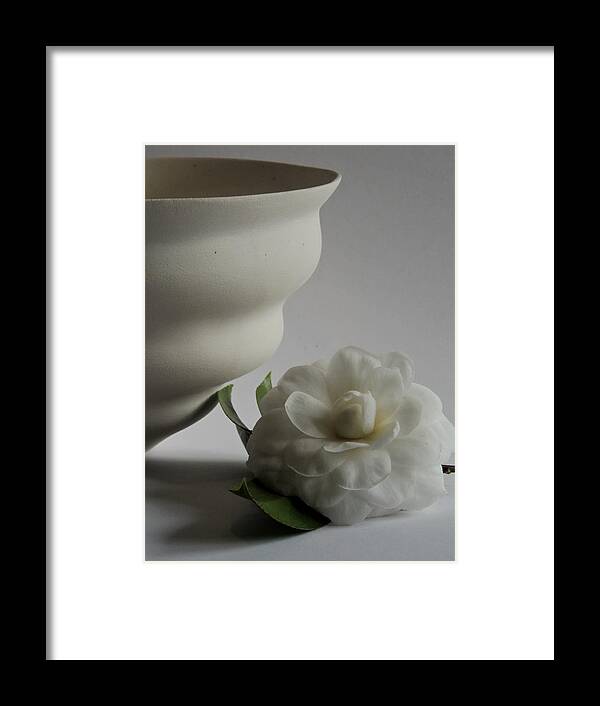 Still Life Framed Print featuring the photograph Winter Camellia and Soft Bowl by Denise Clark