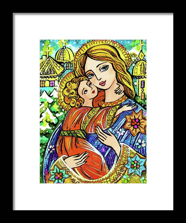 Mother And Child Framed Print featuring the painting Winter Church by Eva Campbell