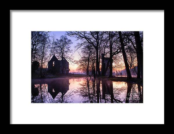 Minster Lovell Hall Framed Print featuring the photograph Winter Dawn at Minster Lovell Hall Oxfordshire by Tim Gainey