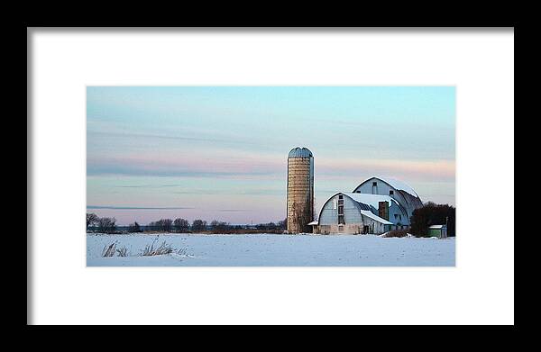 Winter Framed Print featuring the photograph Winter Farm and Barns Ontario by Tatiana Travelways