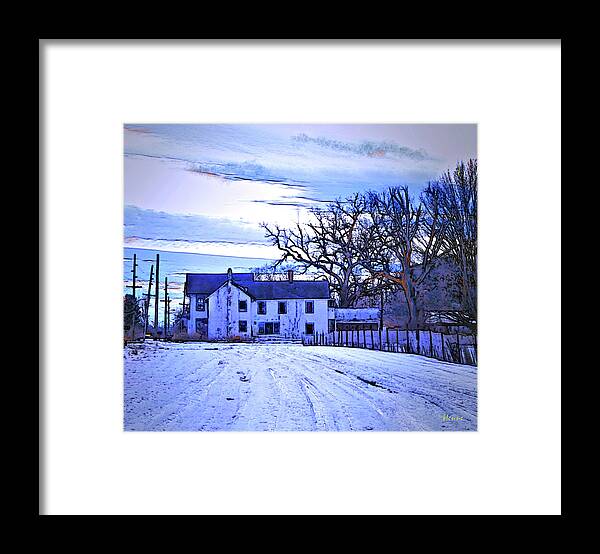 Old Farm Framed Print featuring the photograph Winter Farmhouse at Twilight by Robert Henne