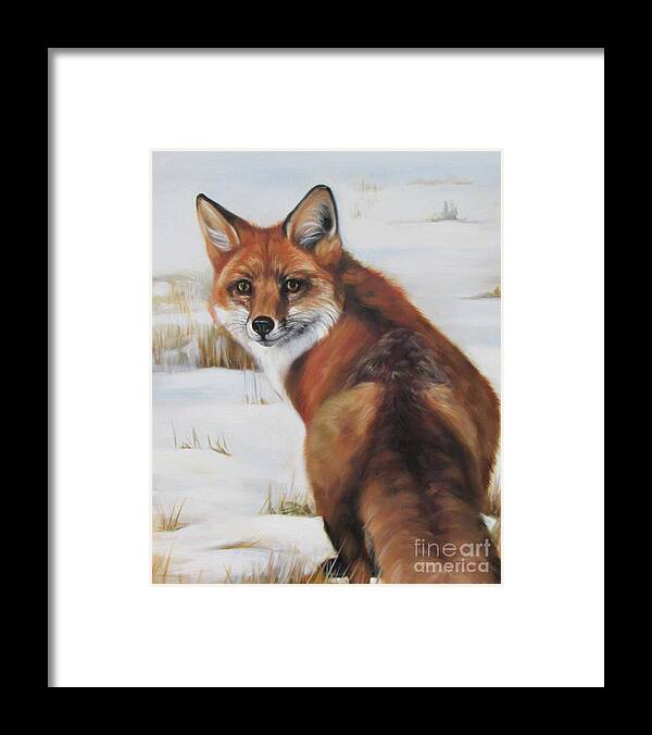 Fox Framed Print featuring the painting Winter Fox by Janet Crawford
