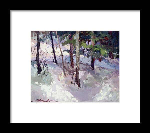 Landscape Framed Print featuring the painting Winter Garden Plein Air by Elizabeth - Betty Jean Billups