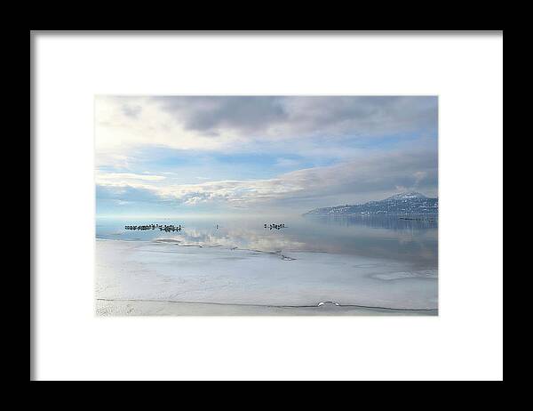 Landscape Framed Print featuring the photograph Winter Gulls and Lake Ice by Allan Van Gasbeck