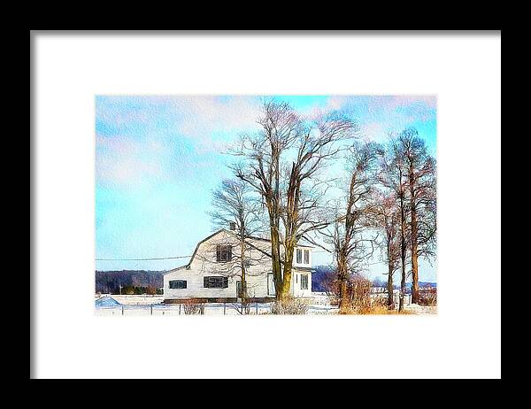 Country Framed Print featuring the mixed media Winter in Ontario Digital Painting by Tatiana Travelways