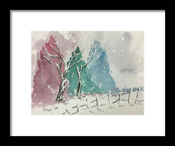 Winter Landscape Framed Print featuring the painting Winter Landscape 2 by Roxy Rich