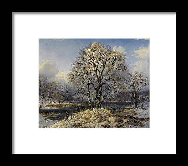 Alps Framed Print featuring the drawing Winter Landscape by Johannes Bartholomaus Duntze German