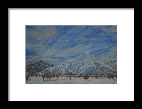 Winter Framed Print featuring the painting Winter on Omalos by David Capon