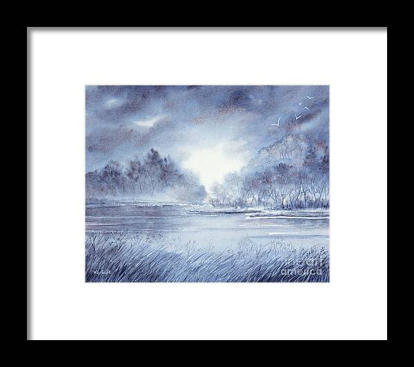 Winter On The Pond Framed Print featuring the painting Winter on the Pond by Michelle Constantine