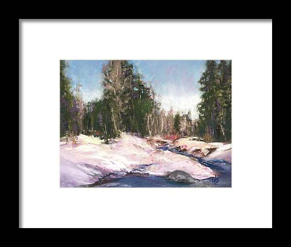 Snowy Scene Framed Print featuring the pastel Winter Reverie by Sandra Lee Scott