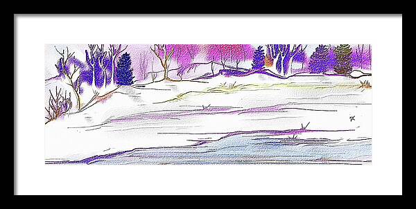 Snow Framed Print featuring the digital art Winter River 2 by Darren Cannell