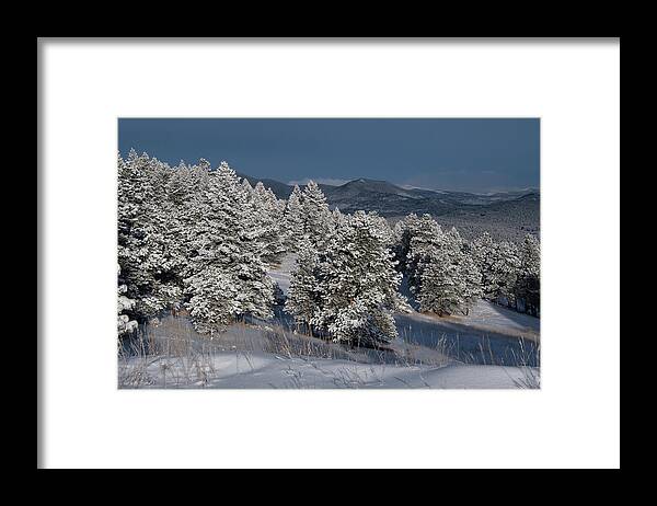 Winter Framed Print featuring the photograph Winter Snowfall in the Foothills by Cascade Colors