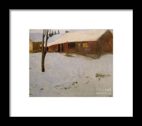 Erik Werenskiold Framed Print featuring the painting Winter, Solberg by O Vaering by Erik Werenskiold
