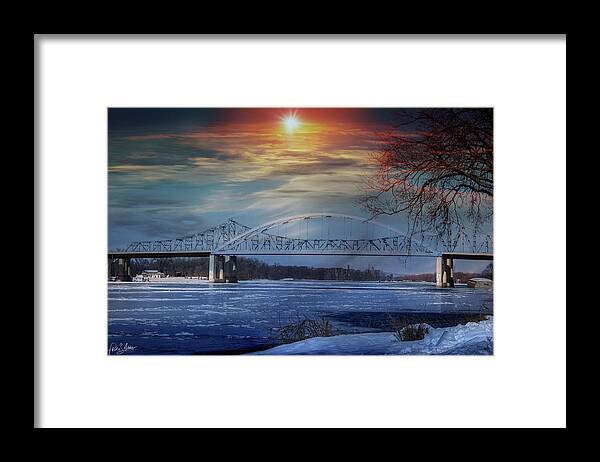 Bridge Framed Print featuring the photograph Winter Sun Over Bridge by Phil S Addis