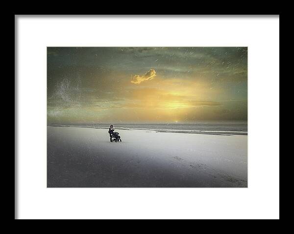 Photography #photo Art#photopainting#wintertime##sunset On The Beach #our Future Hope#mother And Child #nature Photography #fine Art#seascape#jurmala Beach #alone With Nature #sunset Framed Print featuring the photograph Winter Sunset And Our Dream Jurmala by Aleksandrs Drozdovs