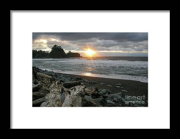 Olympic National Park Framed Print featuring the photograph Winter Sunset at LaPush #1 by Nancy Gleason