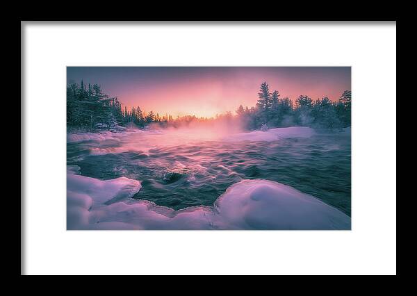 Winter Framed Print featuring the photograph Winter Sunset at Madawaska River by Henry w Liu