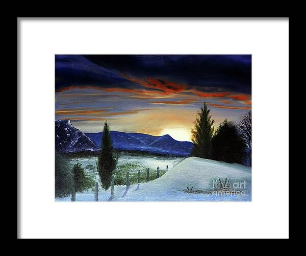 Sherril Porter Framed Print featuring the painting Winter Sunset by Sherril Porter