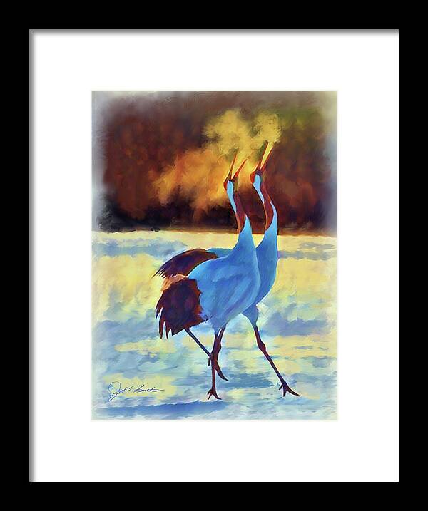 Cranes Framed Print featuring the painting Winters Breath by Joel Smith