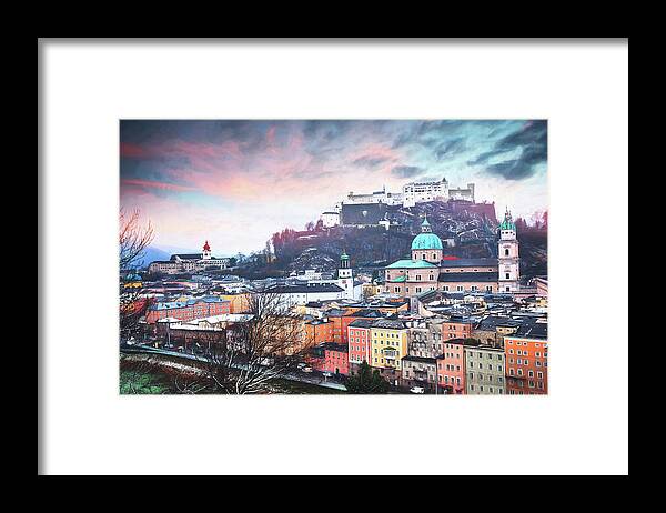 Salzburg Framed Print featuring the photograph Wintry City Scenes Salzburg Austria by Carol Japp