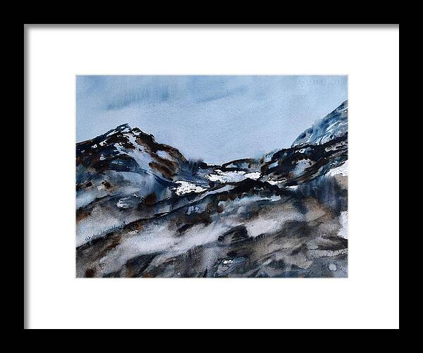 Mountains Framed Print featuring the painting Wintry Mountains #3 by Wendy Keeney-Kennicutt