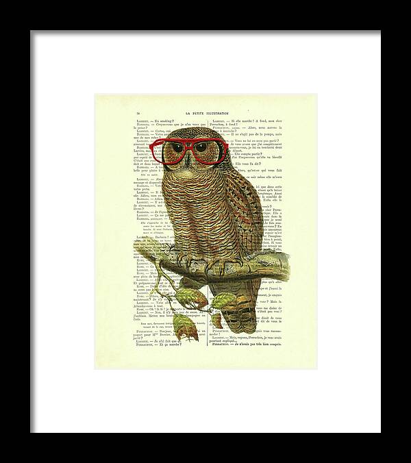 Owl Framed Print featuring the digital art Wise owl by Madame Memento