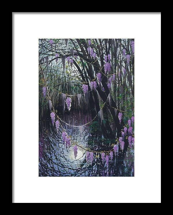 Wisteria Framed Print featuring the painting Wisteria by Blue Sky