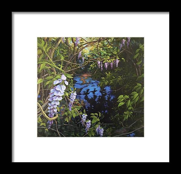 Wisteria Framed Print featuring the painting Wisteria Creek by Don Morgan
