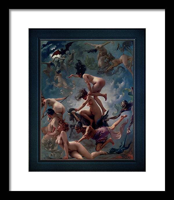 Witches Going To Their Sabbath Framed Print featuring the painting Witches Going To Their Sabbath by Luis Ricardo Falero Old Masters Classical Art Reproduction by Rolando Burbon