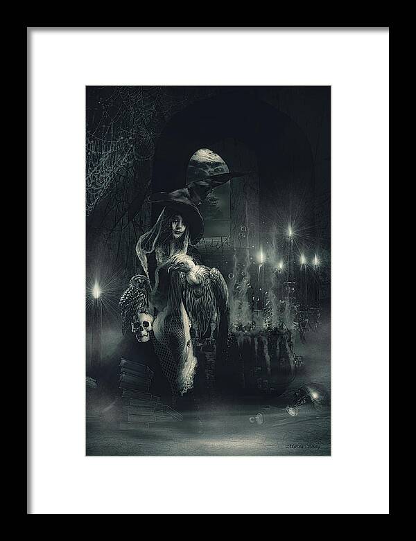 Spooky Framed Print featuring the digital art Witching Hour by Merrilee Soberg