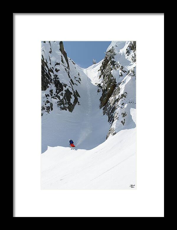 Utah Framed Print featuring the photograph Wolverine Cirque Skier - Big Cottonwood Canyon, Utah - IMG_0412e by Brett Pelletier
